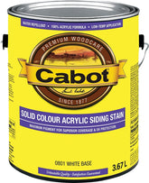 Cabot 142.0000801.007 Exterior Self-Priming Solid Color Latex Siding Stain, 3.7 l, Liquid, Slight, White